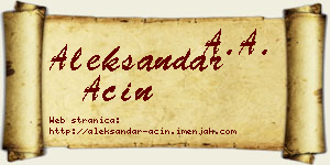 Aleksandar Aćin vizit kartica
